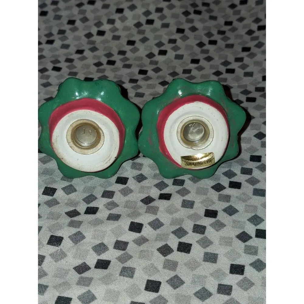Vintage Ceramic Hand Painted Salt & Pepper Shaker Set Christmas Tree Shaped